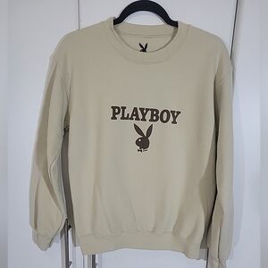 Playboy Bunny Graphic Beige Pullover Small Sweater